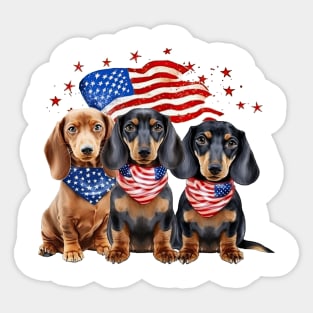 4th of July Dachshund Dogs #4 Sticker